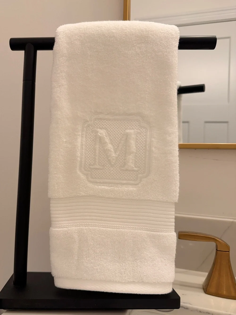 Any Letter Available ! Monogram Embossed Hand Towel